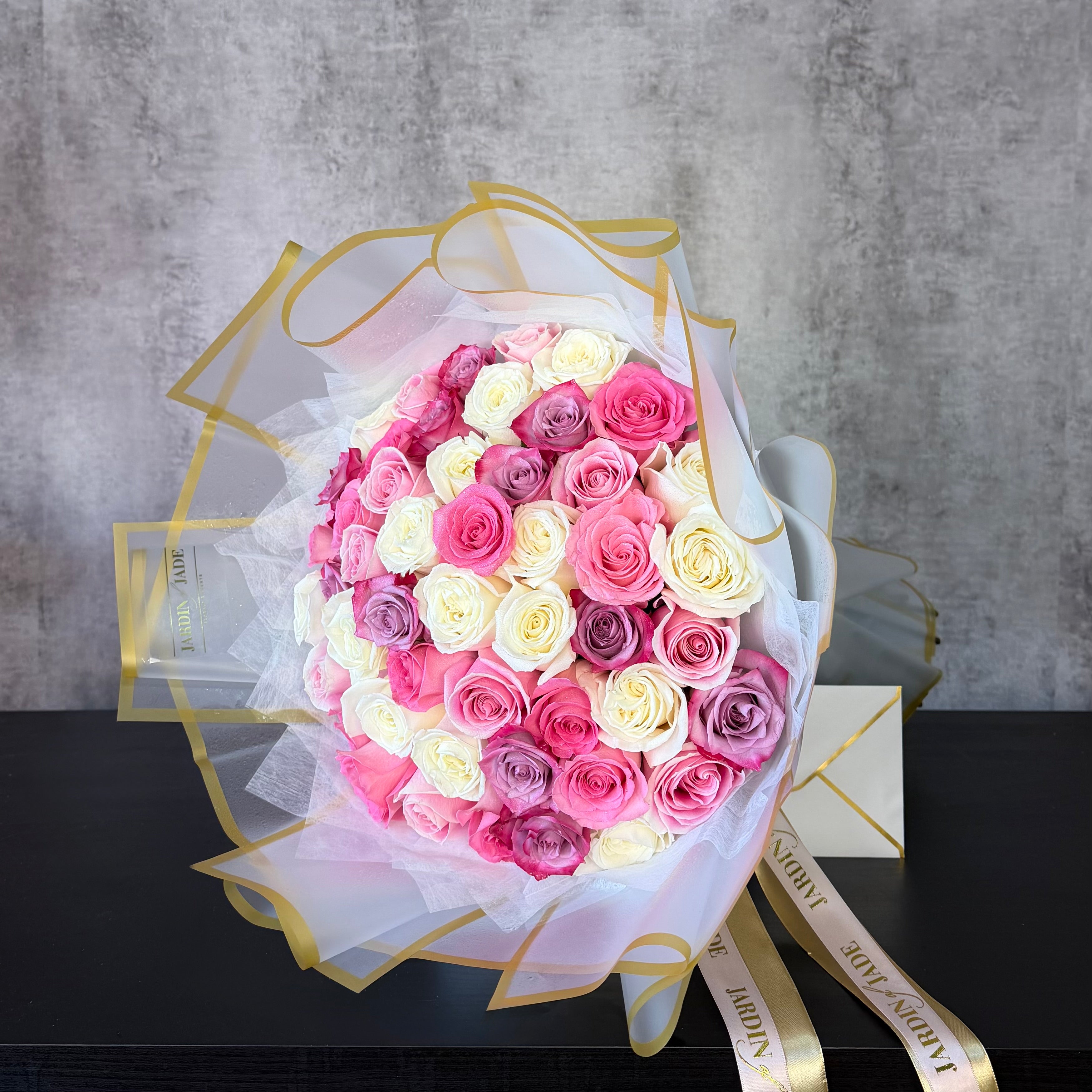 50 Long Stem Roses - Wrapped Bouquet