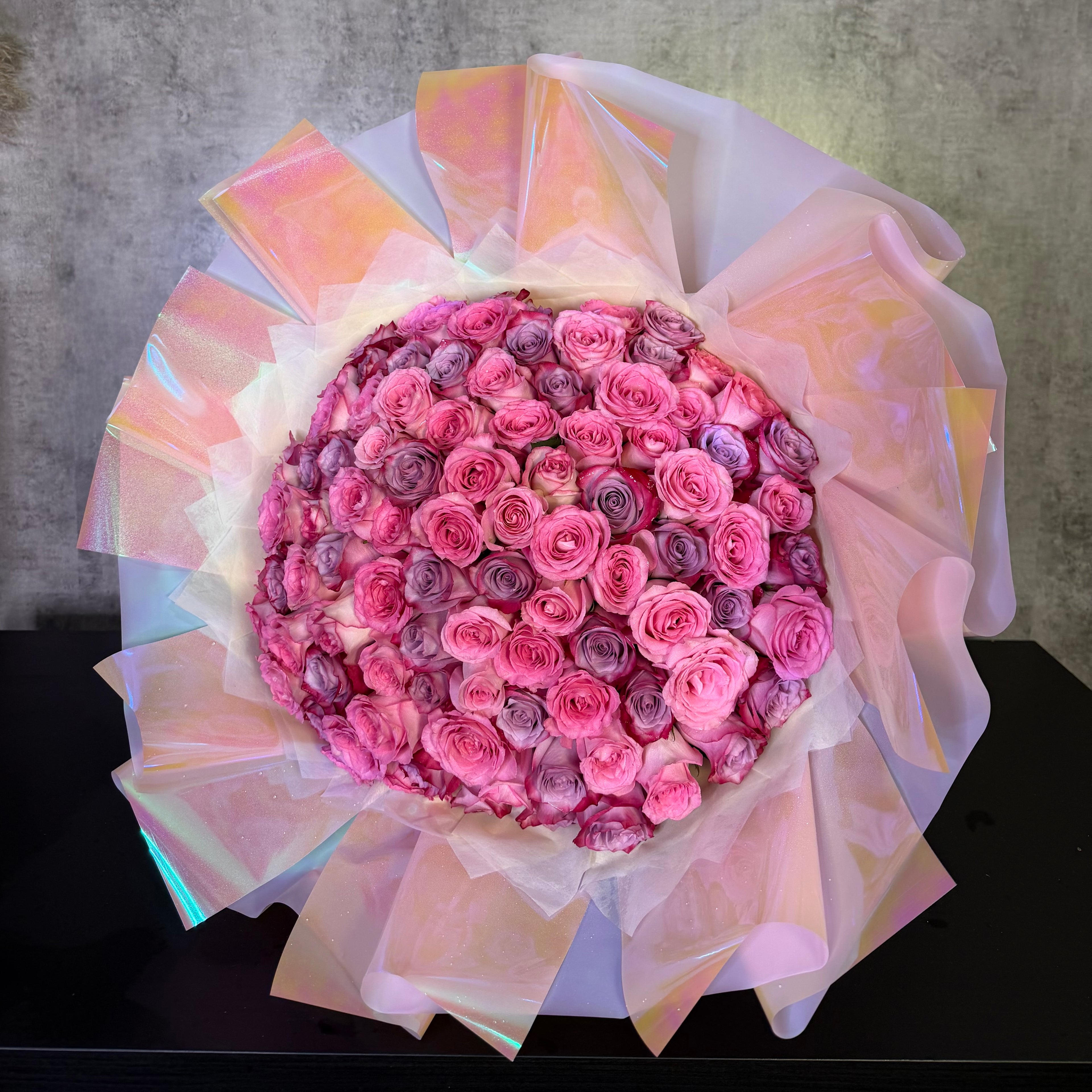 100 Long Stem Roses - Wrapped Bouquet