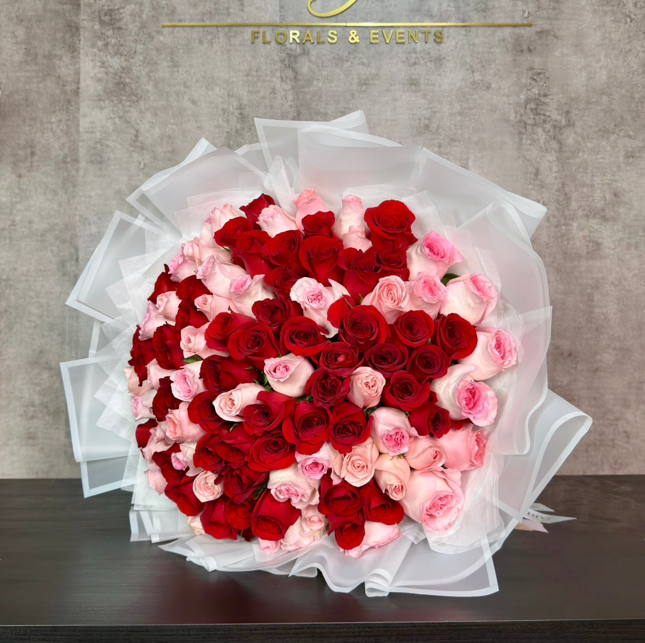 100 Long Stem Roses - Wrapped Bouquet