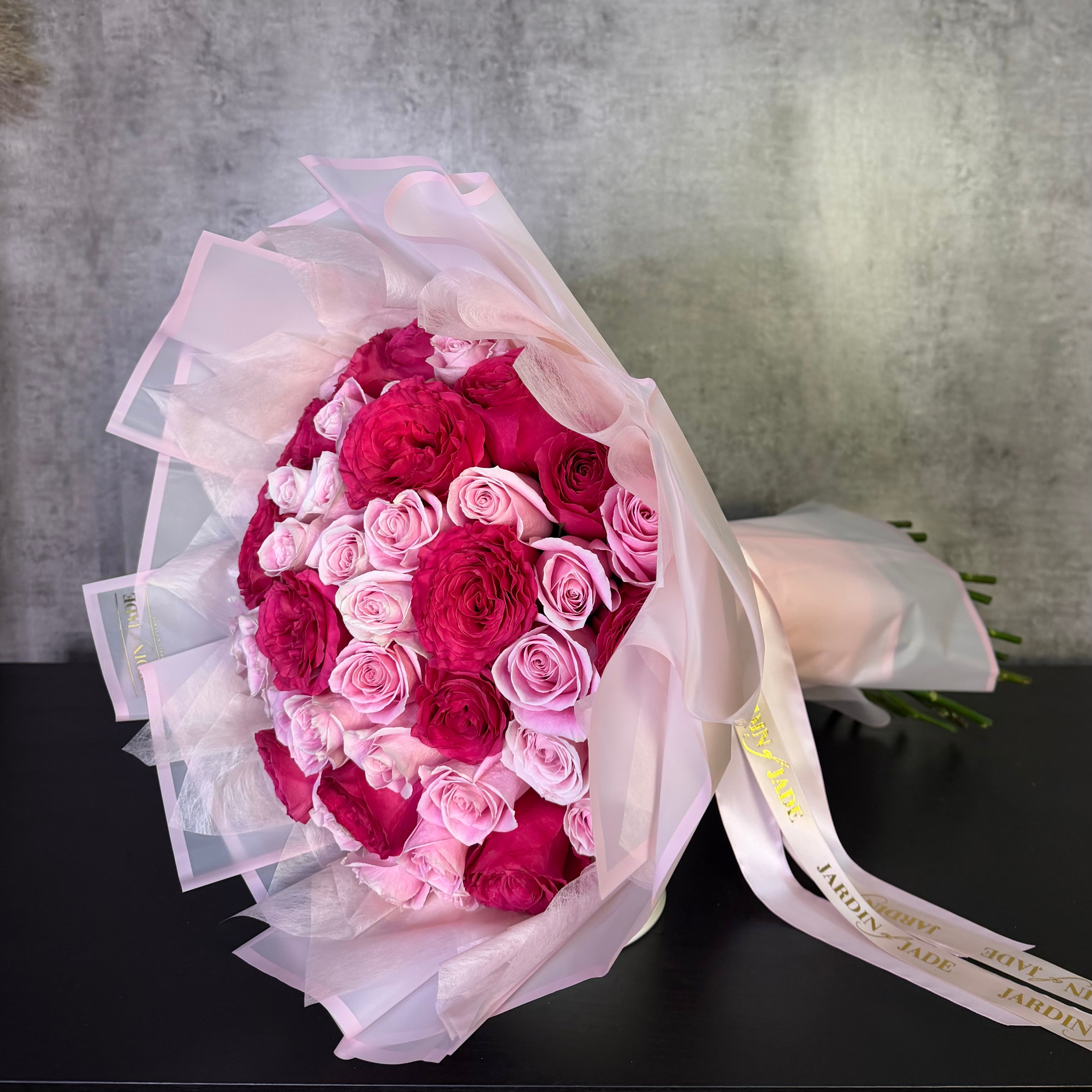 50 Long Stem Roses - Wrapped Bouquet