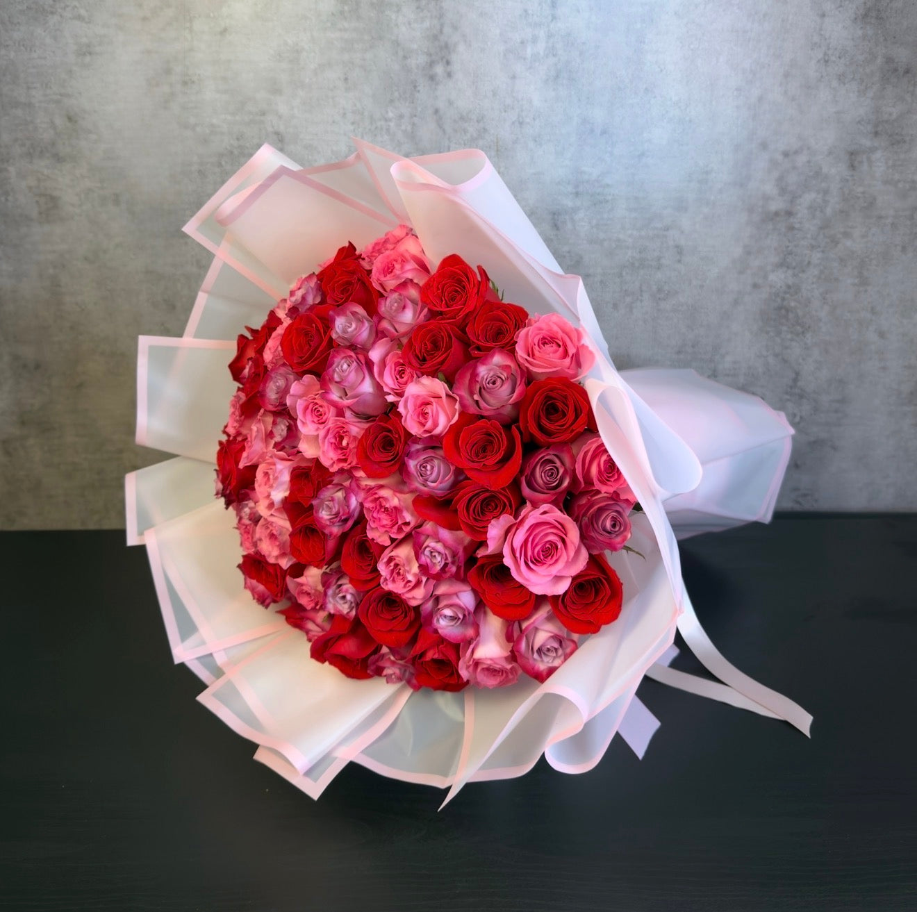 50 Long Stem Roses - Wrapped Bouquet