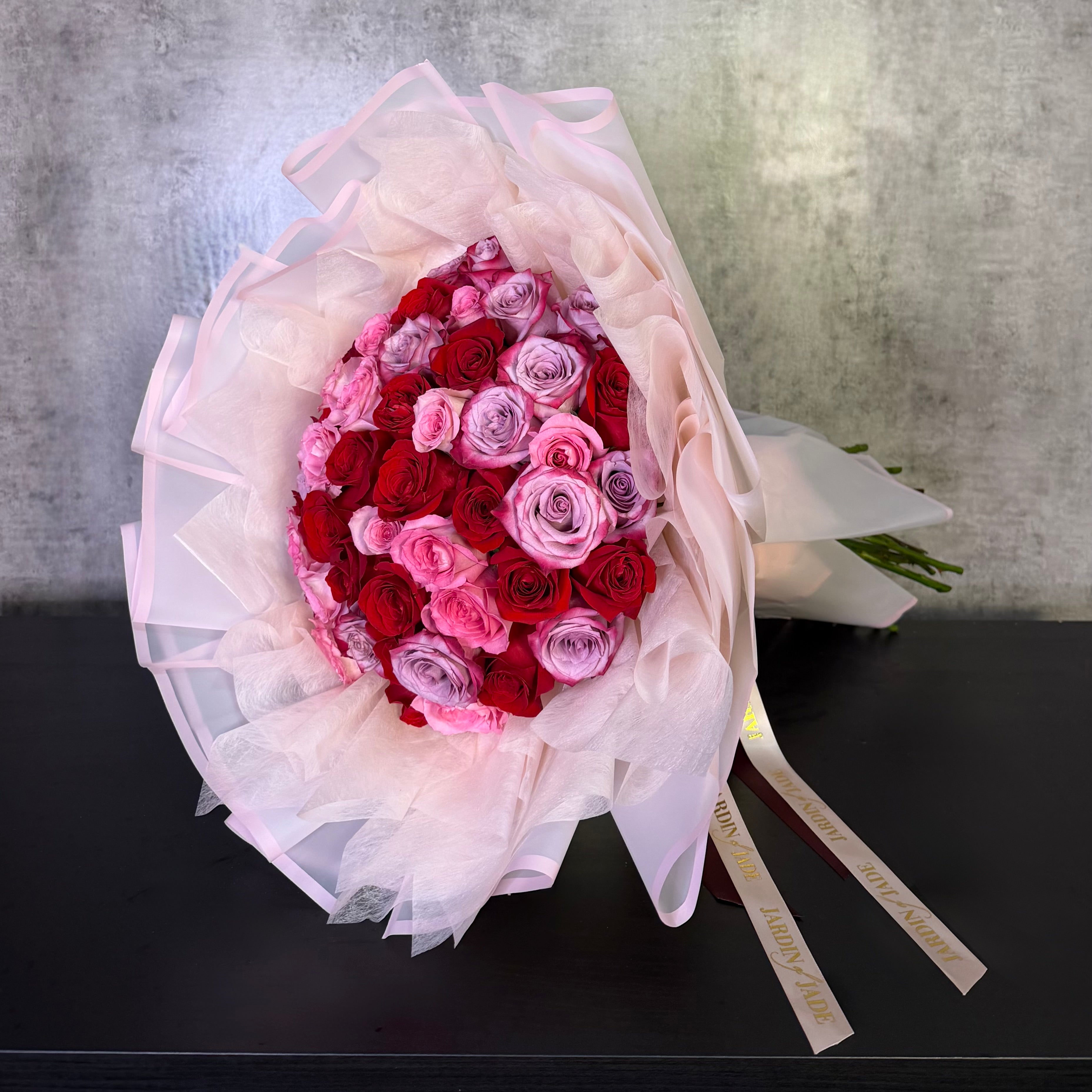50 Long Stem Roses - Wrapped Bouquet