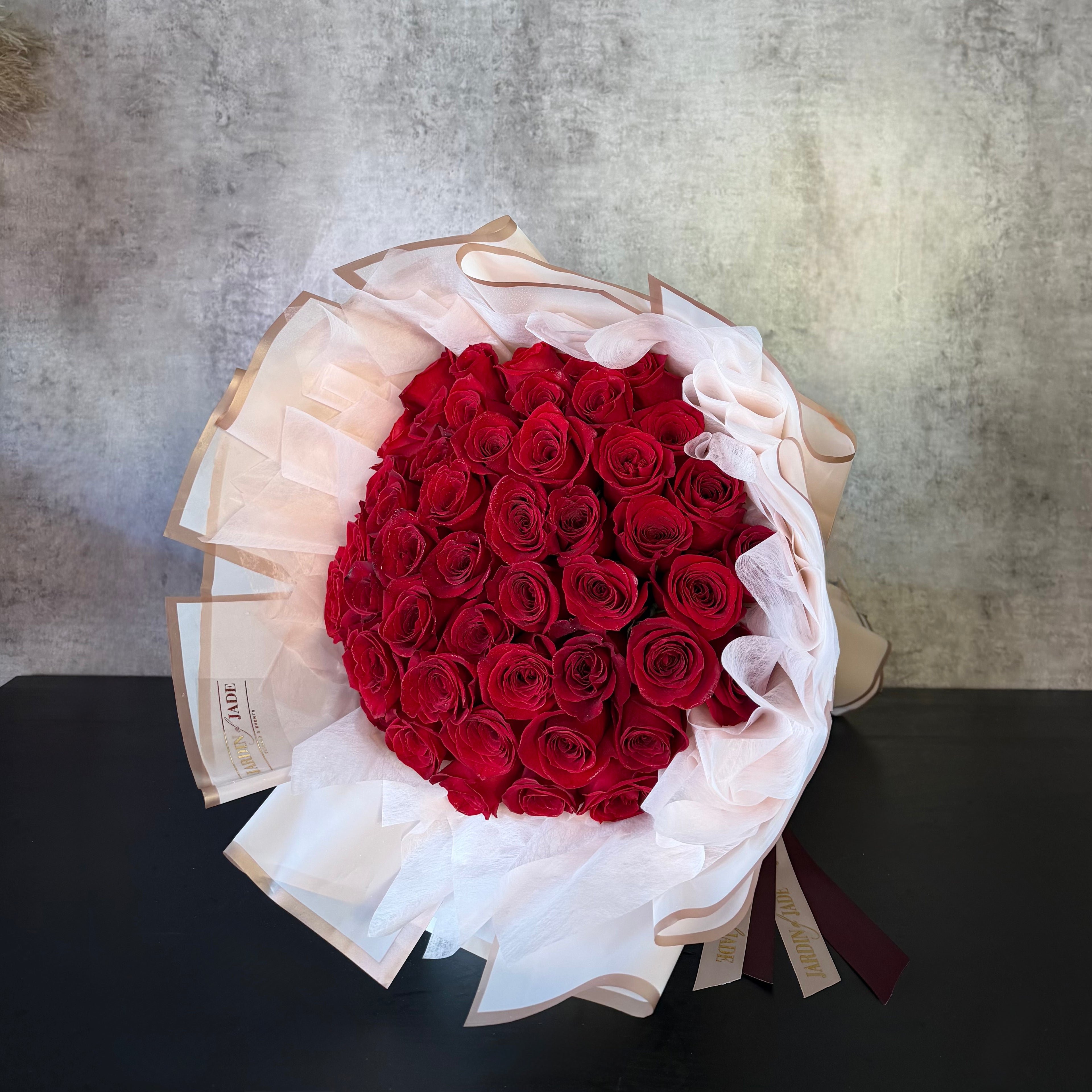50 Long Stem Roses - Wrapped Bouquet