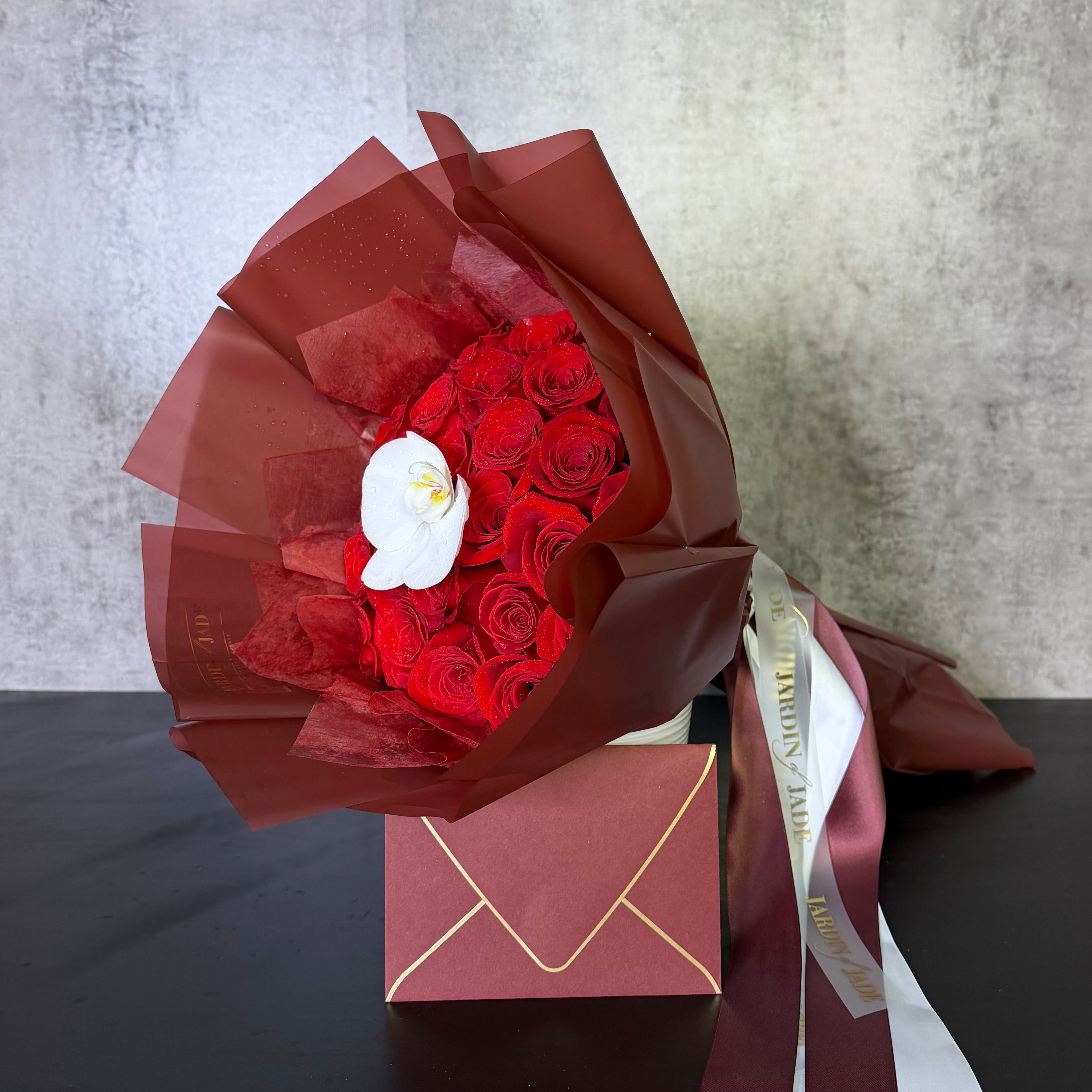 25 Long Stem Roses - Wrapped Bouquet
