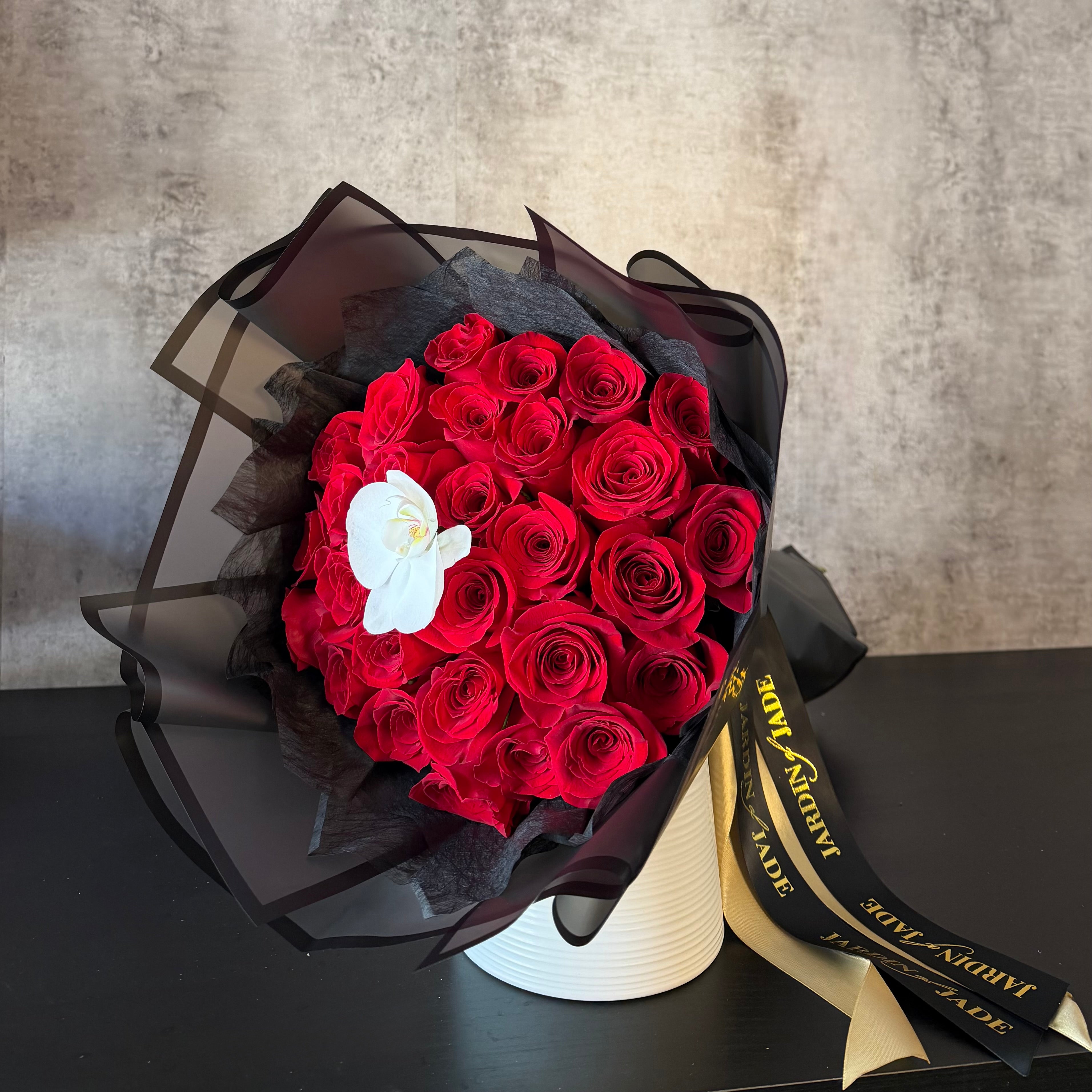 25 Long Stem Roses - Wrapped Bouquet