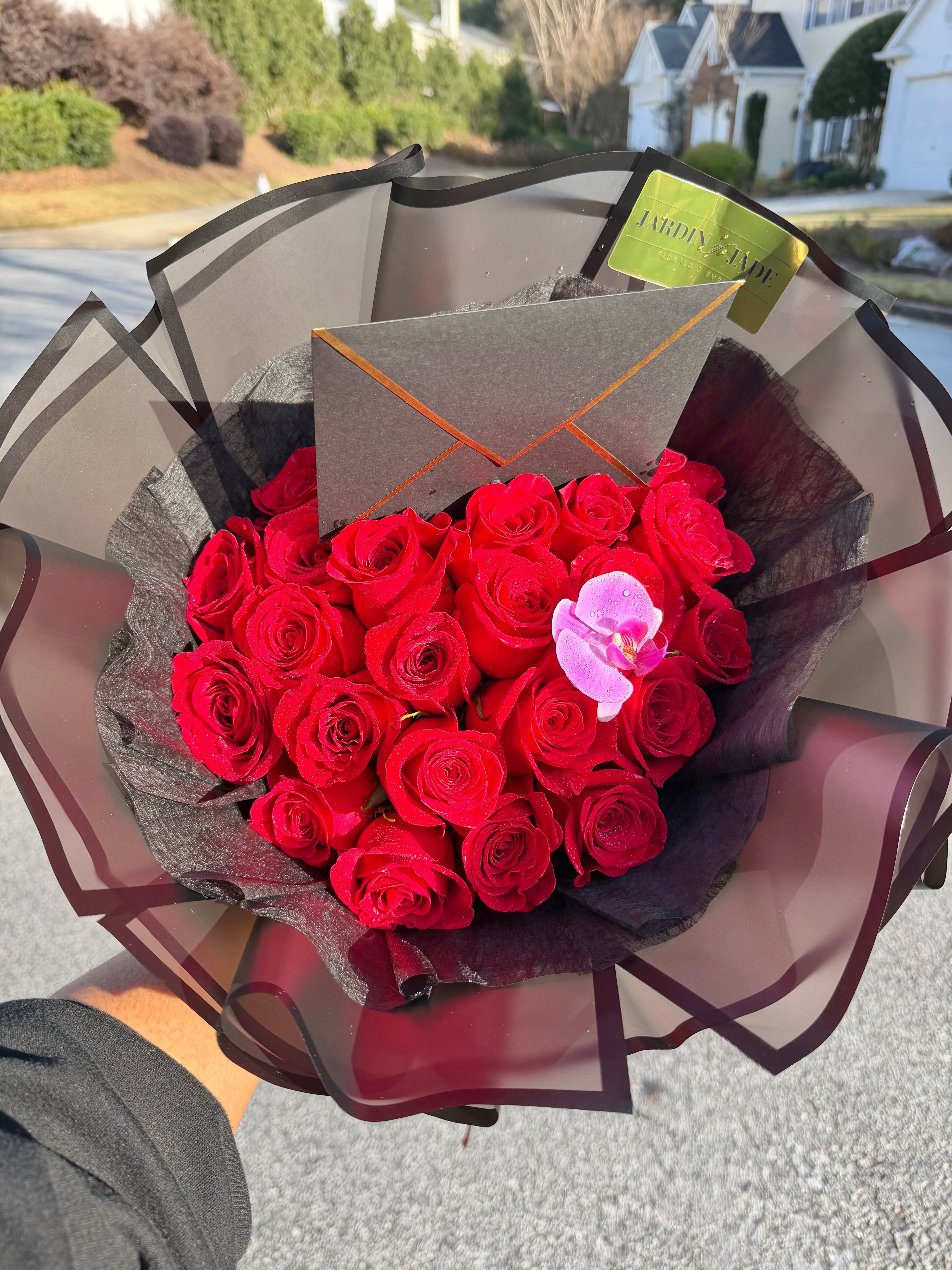 25 Long Stem Roses - Wrapped Bouquet