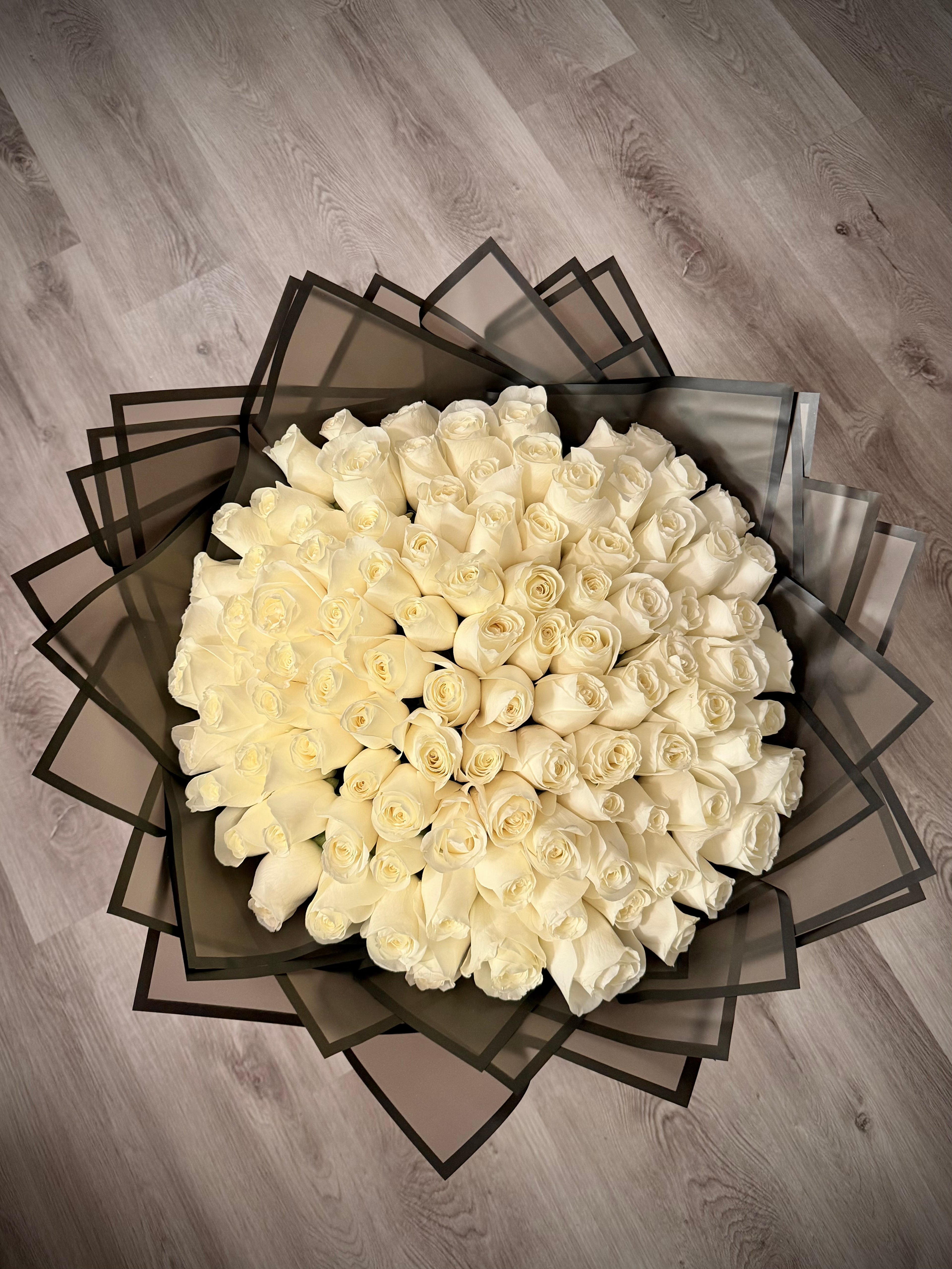 100 Long Stem Roses - Wrapped Bouquet