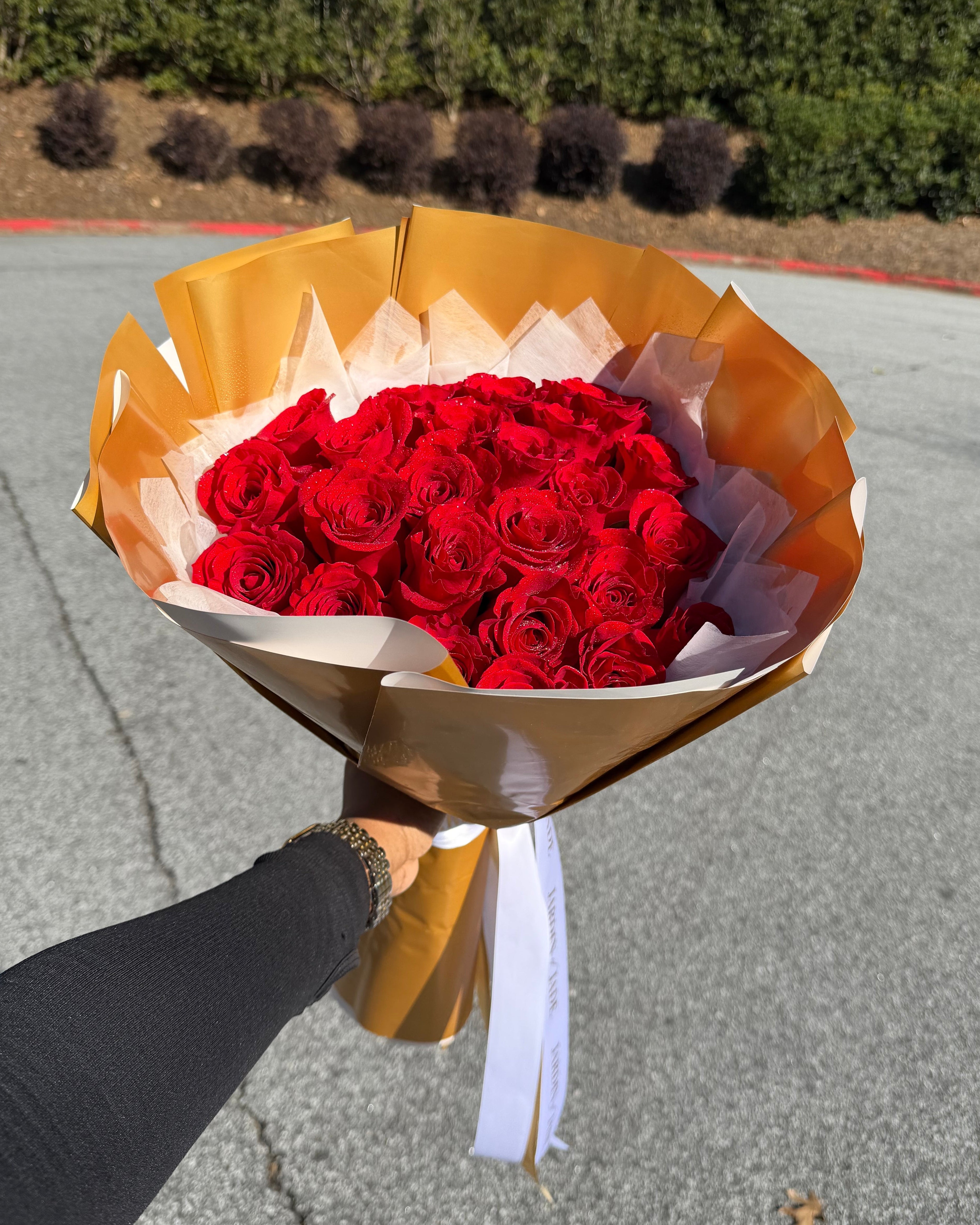 25 Long Stem Roses - Wrapped Bouquet
