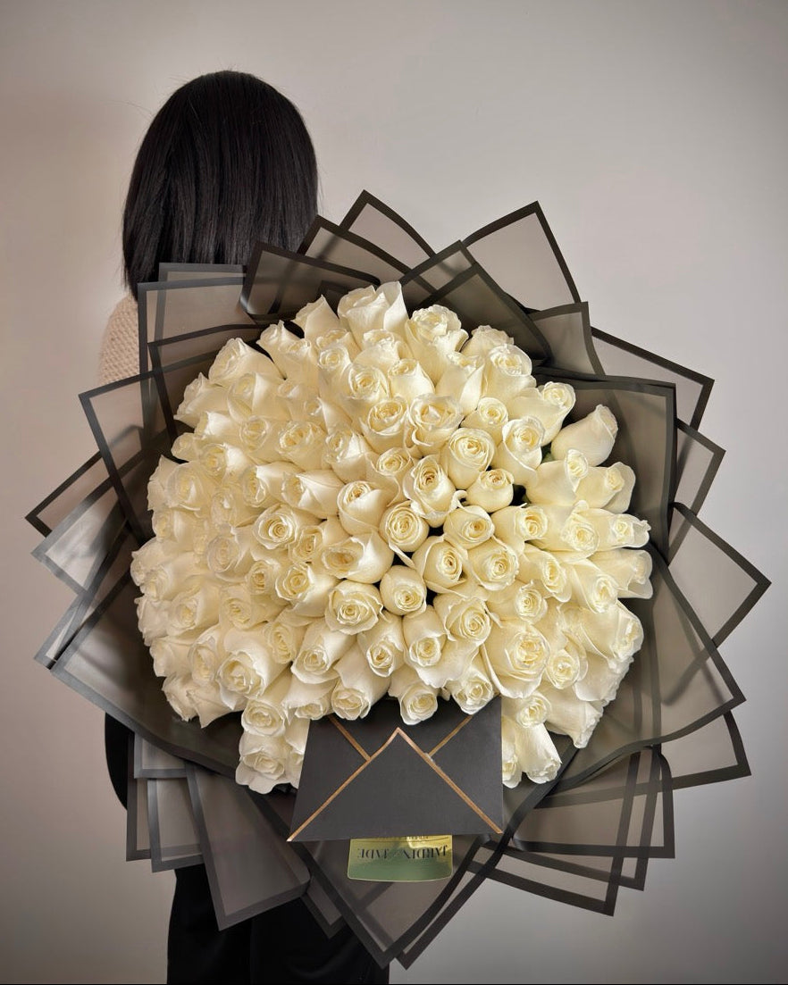 100 Long Stem Roses - Wrapped Bouquet