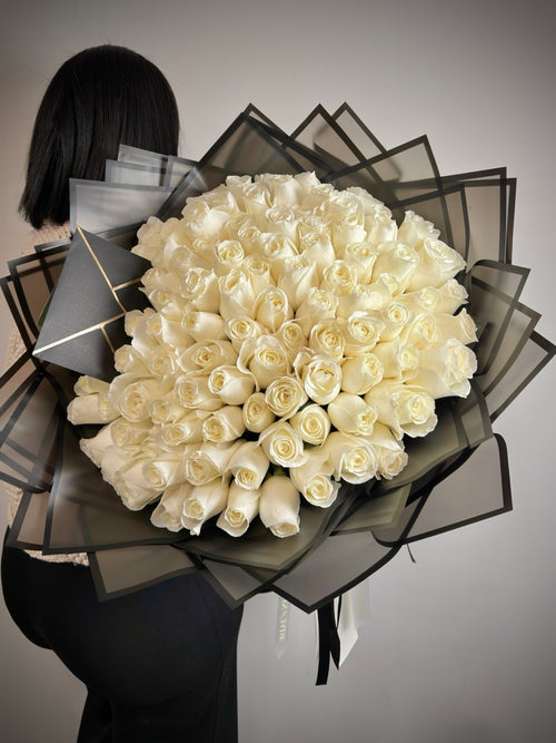 100 Long Stem Roses - Wrapped Bouquet