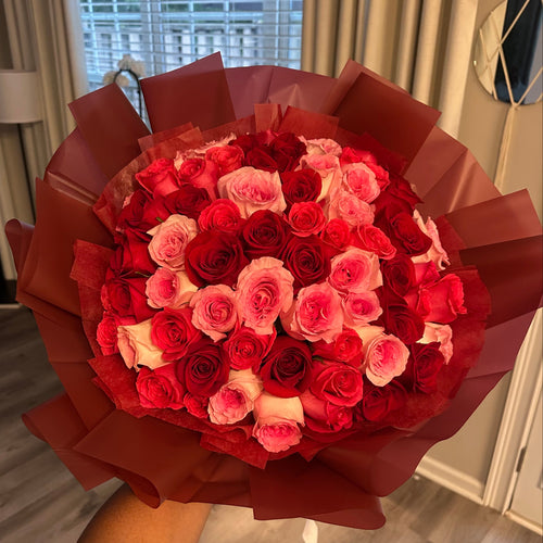 50 Long Stem Roses - Wrapped Bouquet