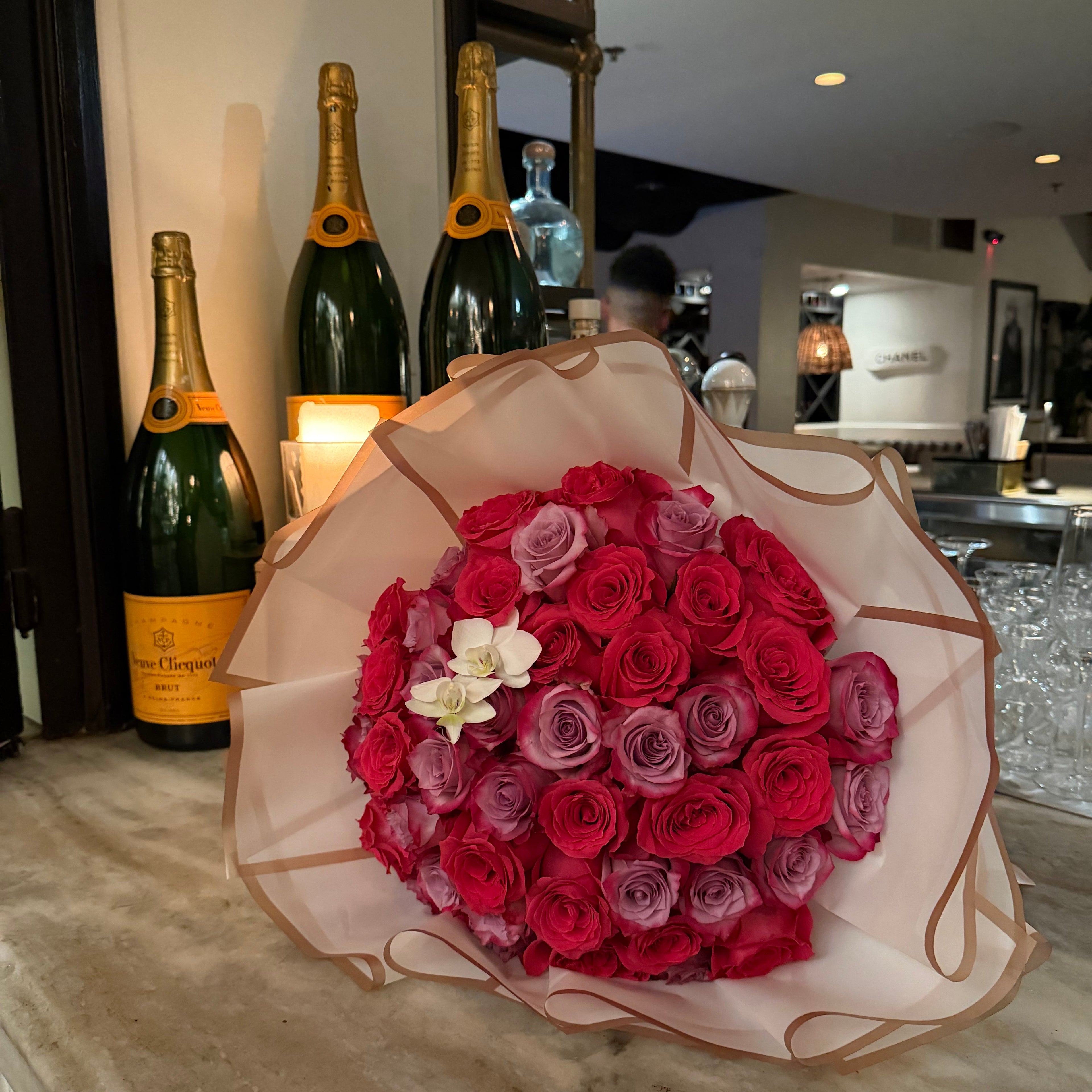 50 Long Stem Roses - Wrapped Bouquet